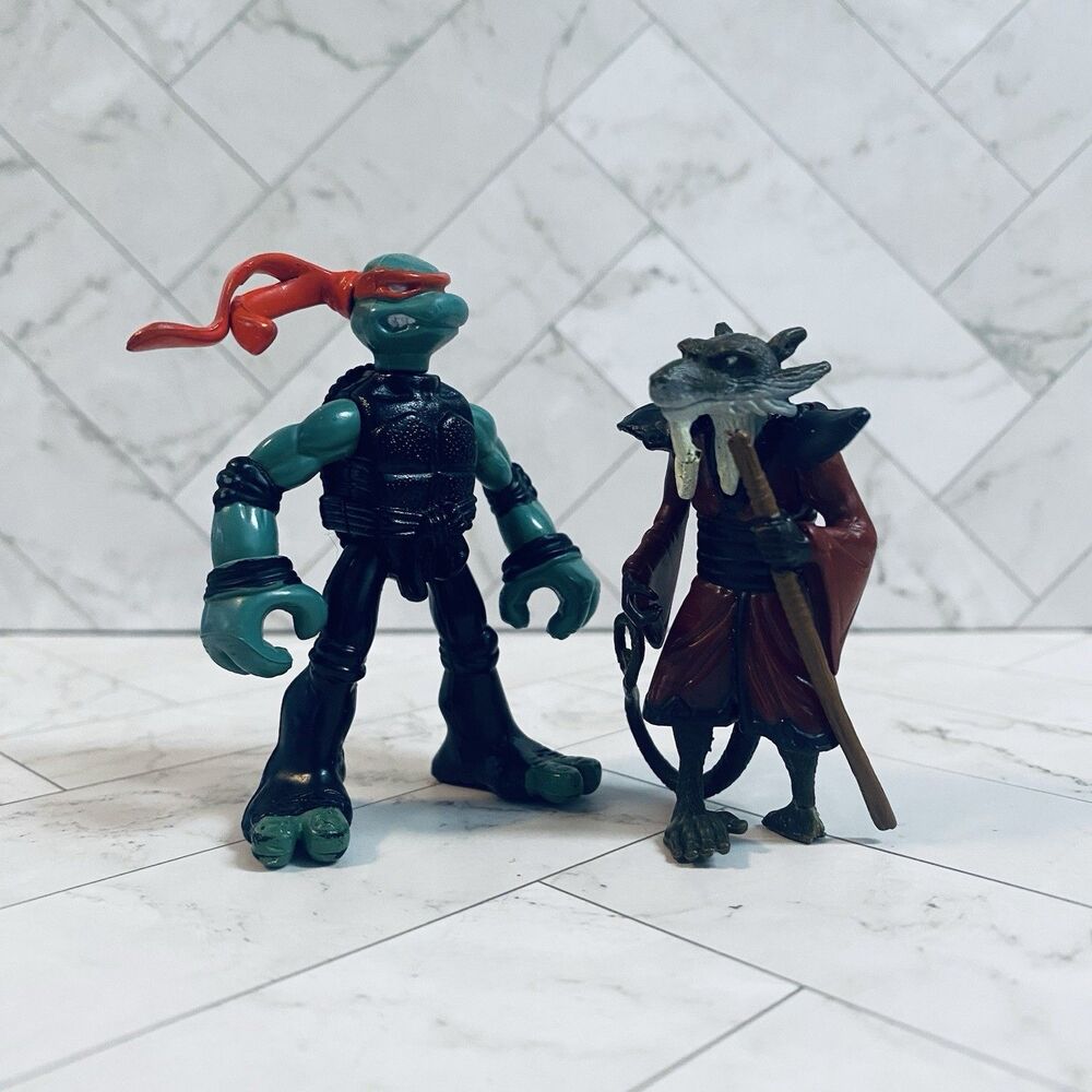 Vintage 2007 Splinter & Raphael Mini Mutant Ninja Turtle Action Figures Only